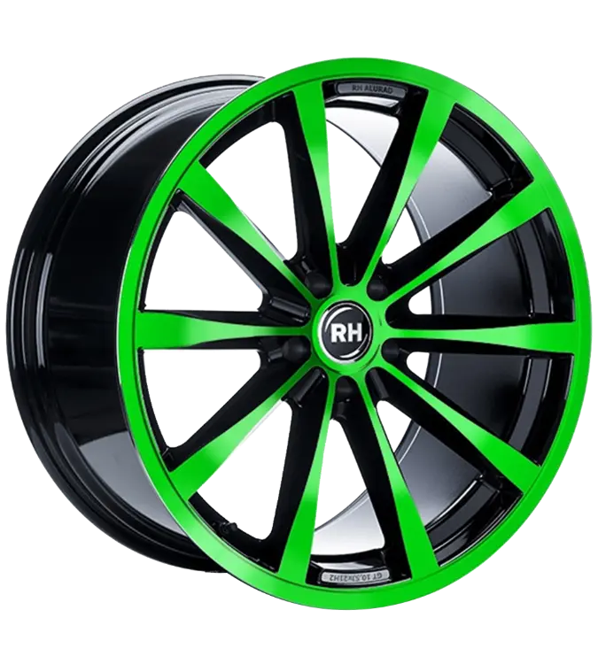 RH Alurad GT Rad Black Polished Green 10,00x19 5x112,00 ET45,00